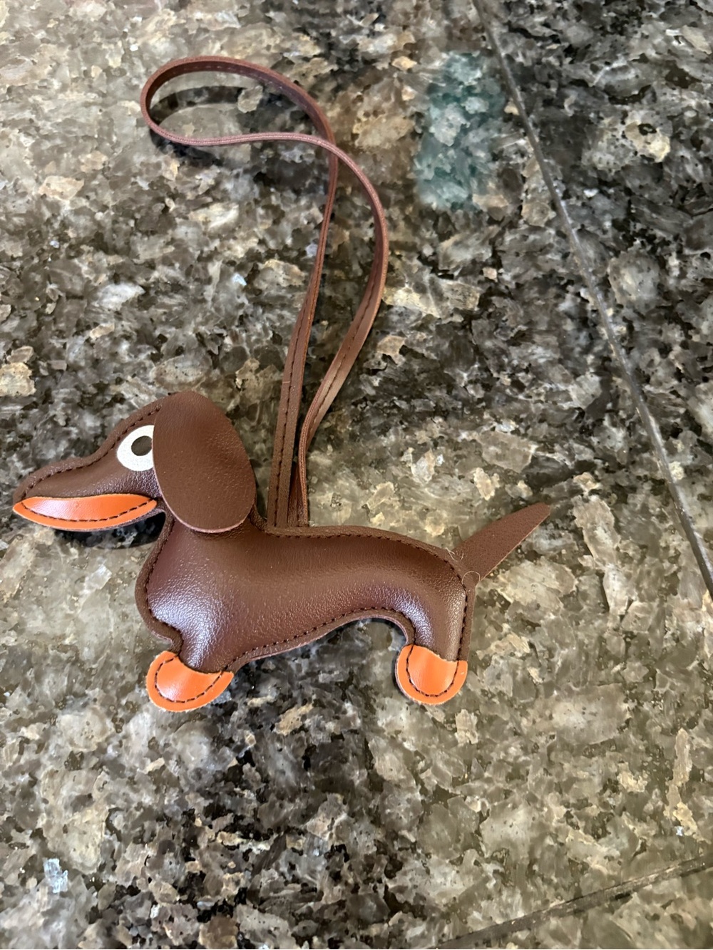Brown Dachshund Dog Leather Charm